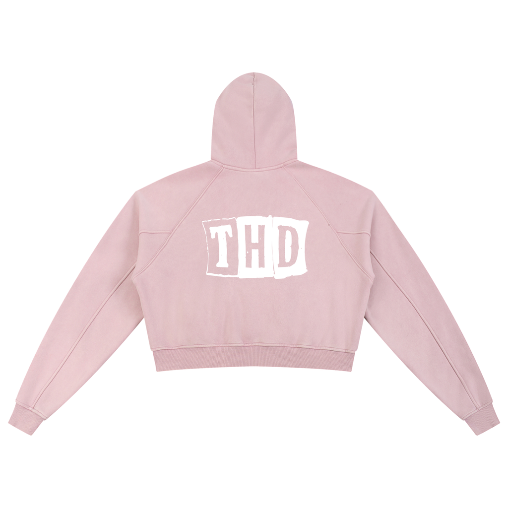 'CARDZ' Snow Washed Cropped Hoodie