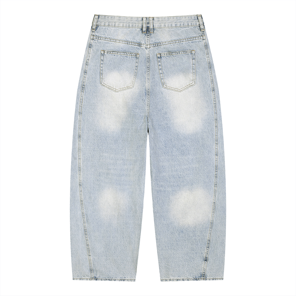 Vintage Wash Barrel Leg Jeans