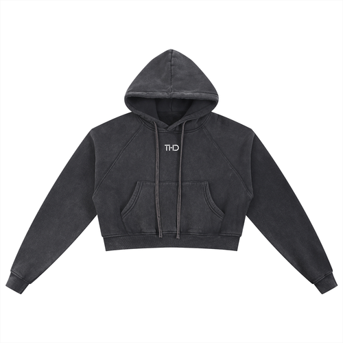'CARDZ' Snow Washed Cropped Hoodie
