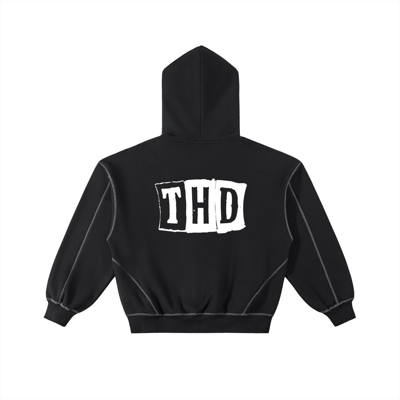 'CARDZ' Contrast-Stitched Boxy Fleece Zip Hoodie